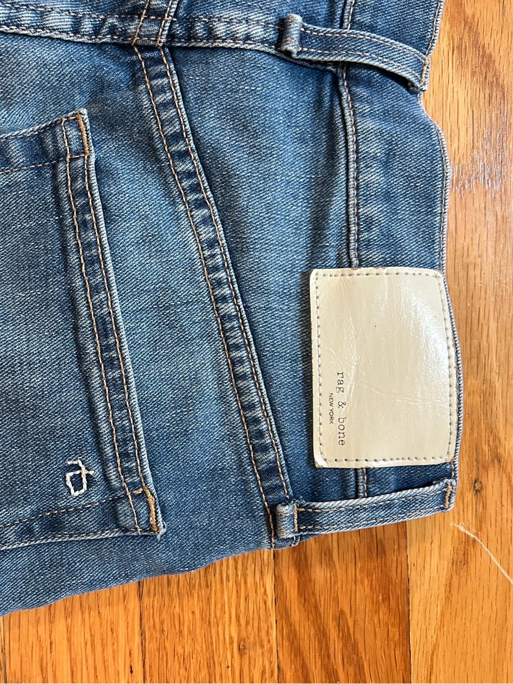 rag & bone Wide Leg Frayed Hem Blue Jeans - Picture 4 of 4